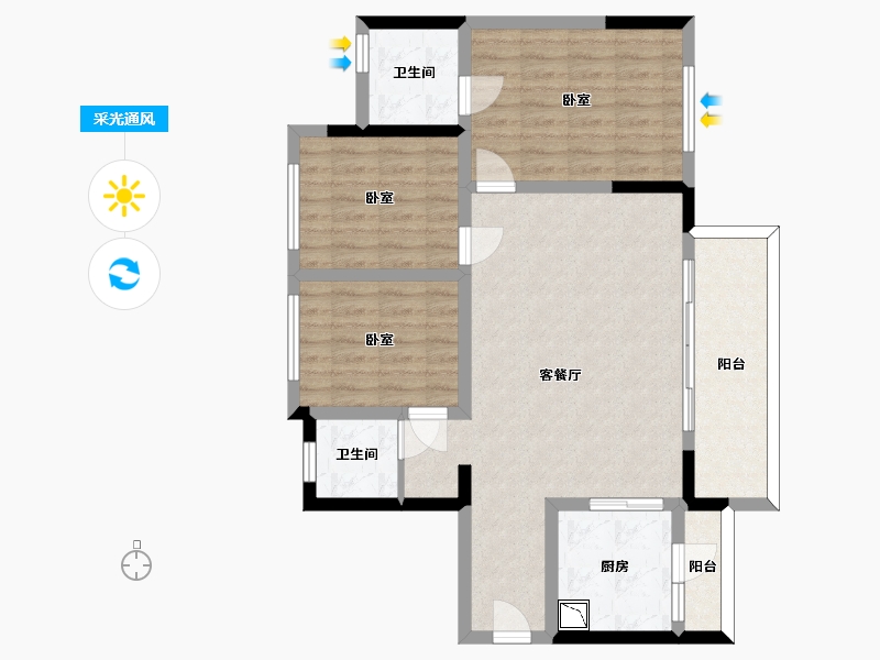 四川省-眉山市-融创九天一城-88.54-户型库-采光通风