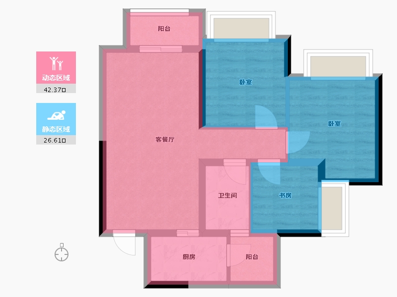 四川省-成都市-招商 中央华城-60.64-户型库-动静分区