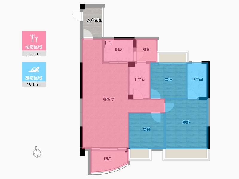 广西壮族自治区-桂林市-灵川彰泰中央城-88.80-户型库-动静分区