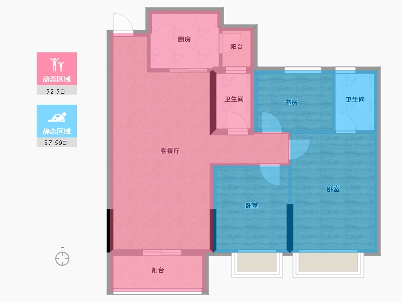 四川省-成都市-招商 中央华城-80.57-户型库-动静分区