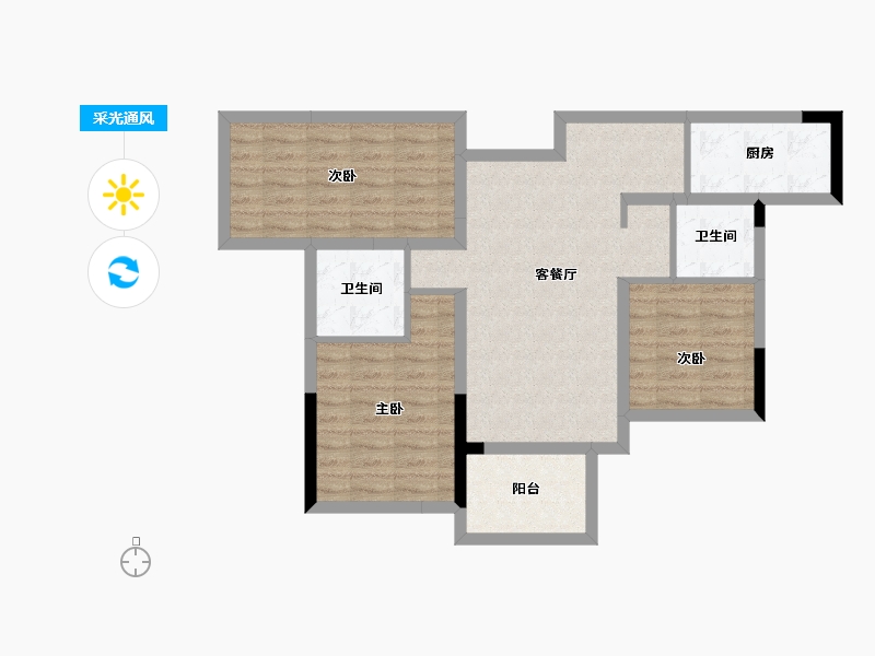 四川省-成都市-华侨城粼港樾府-76.39-户型库-采光通风