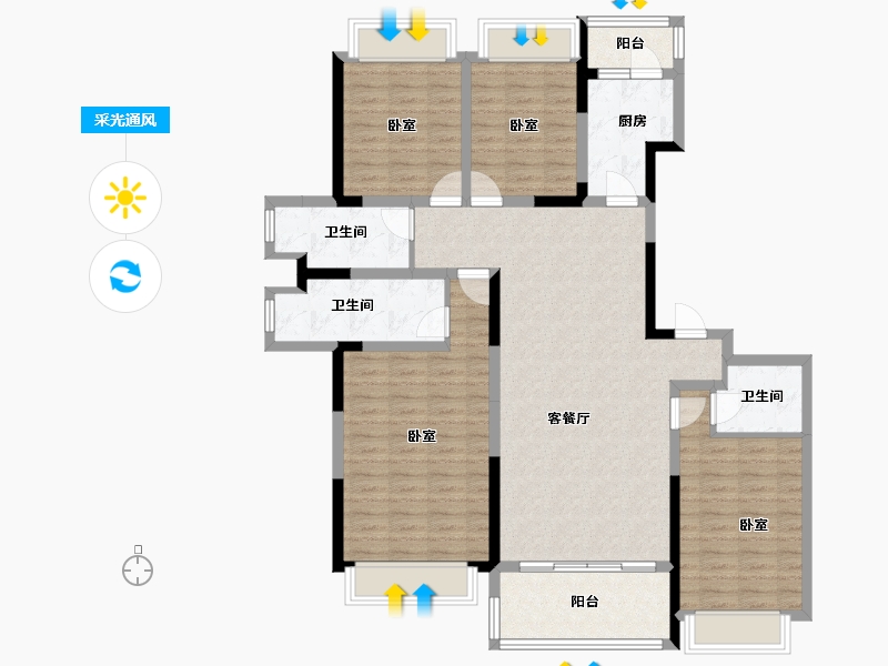 四川省-成都市-人居柏云庭-126.59-户型库-采光通风