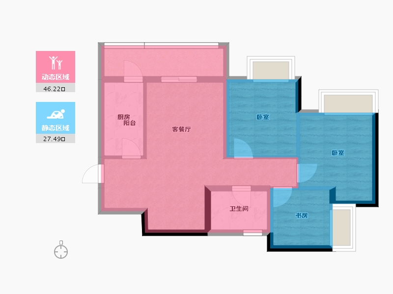 四川省-成都市-招商 中央华城-65.24-户型库-动静分区