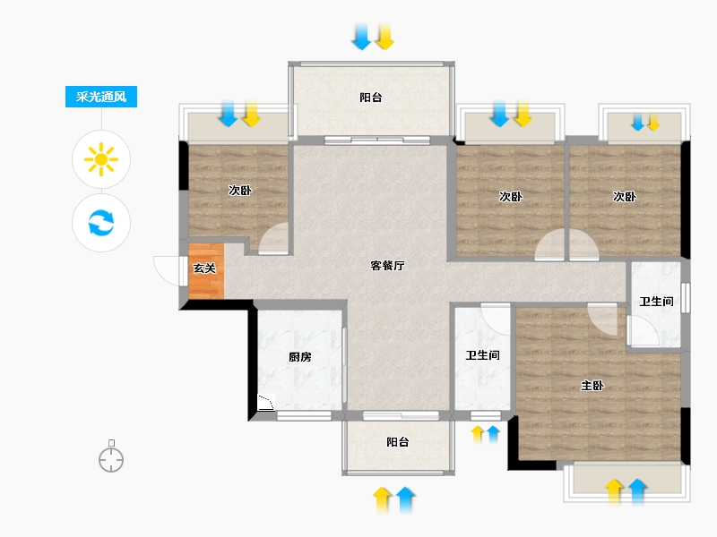 广西壮族自治区-柳州市-金科远道·集美天悦-97.70-户型库-采光通风