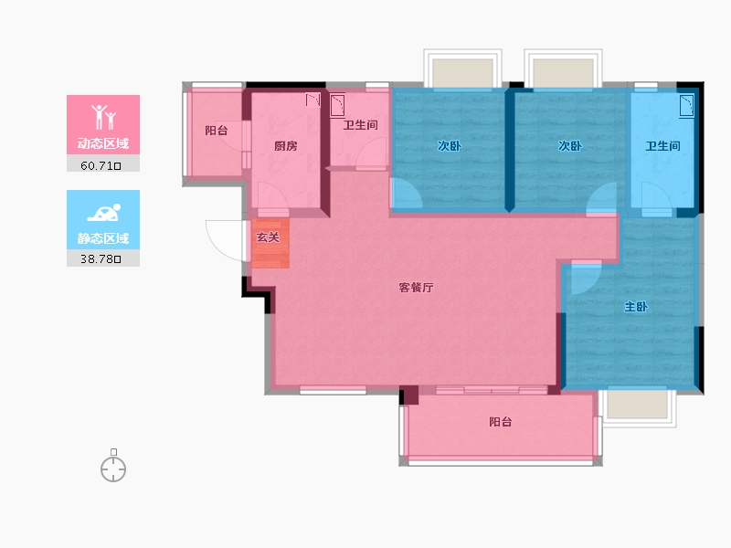 四川省-成都市-成都碧桂园翘楚棠-87.95-户型库-动静分区