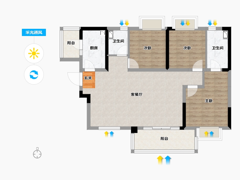 四川省-成都市-成都碧桂园翘楚棠-87.95-户型库-采光通风