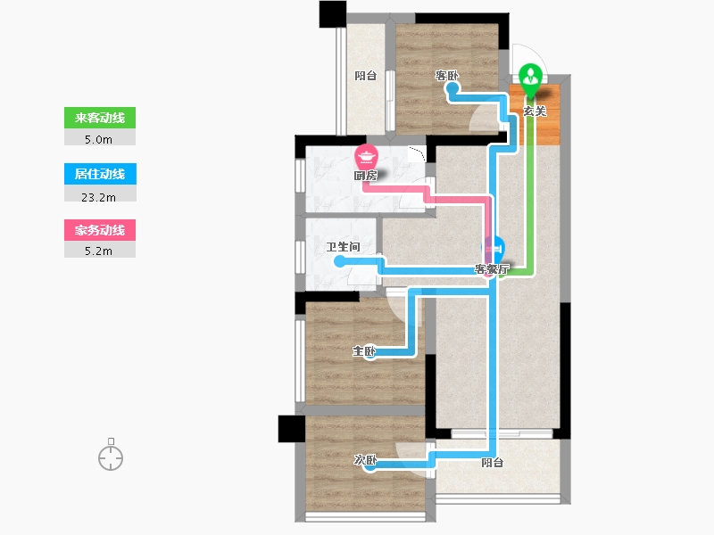 四川省-宜宾市-远达·梦想N+-64.09-户型库-动静线