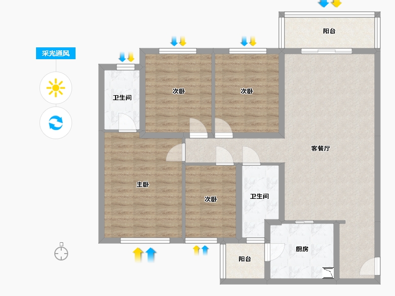 四川省-成都市-保利时代-104.95-户型库-采光通风