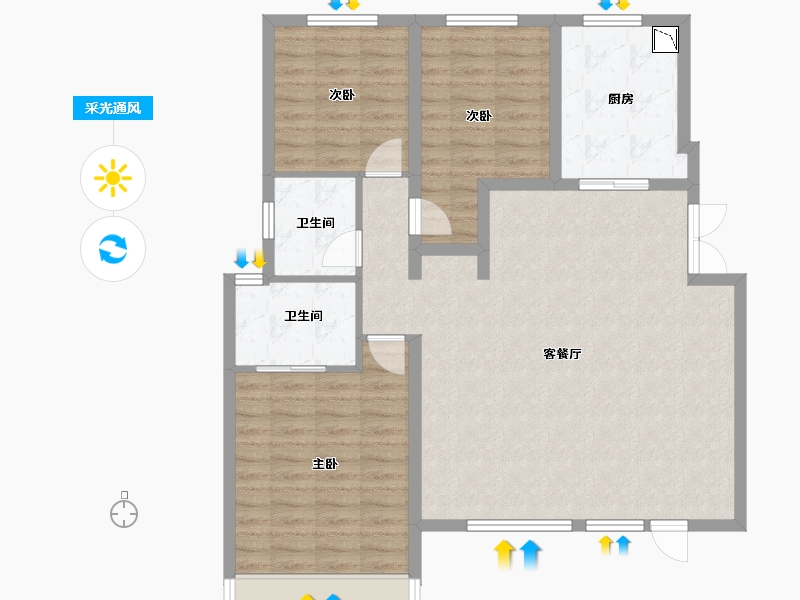 四川省-成都市-武侯金茂府-102.06-户型库-采光通风