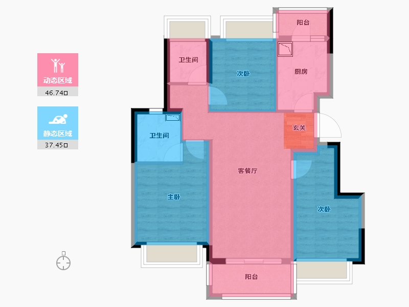 四川省-成都市-正荣悦珑府-73.83-户型库-动静分区