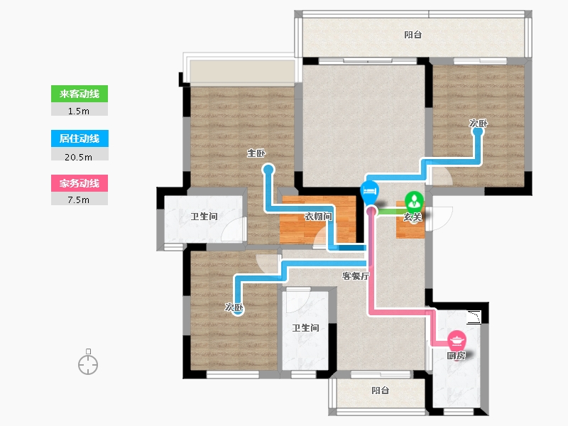 四川省-成都市-正黄翡翠堂-99.64-户型库-动静线