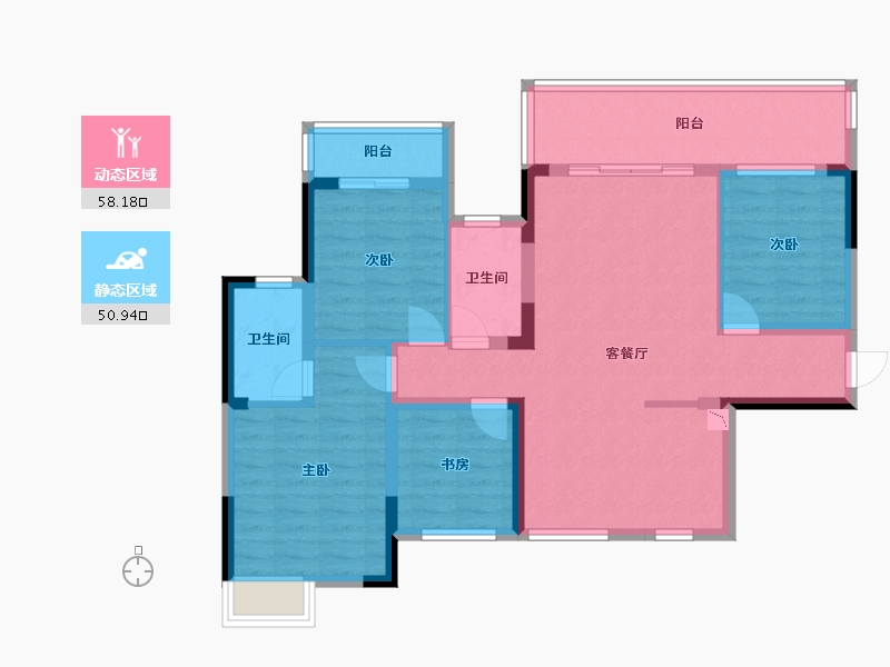 广西壮族自治区-桂林市-新安厦学府滨江-96.85-户型库-动静分区