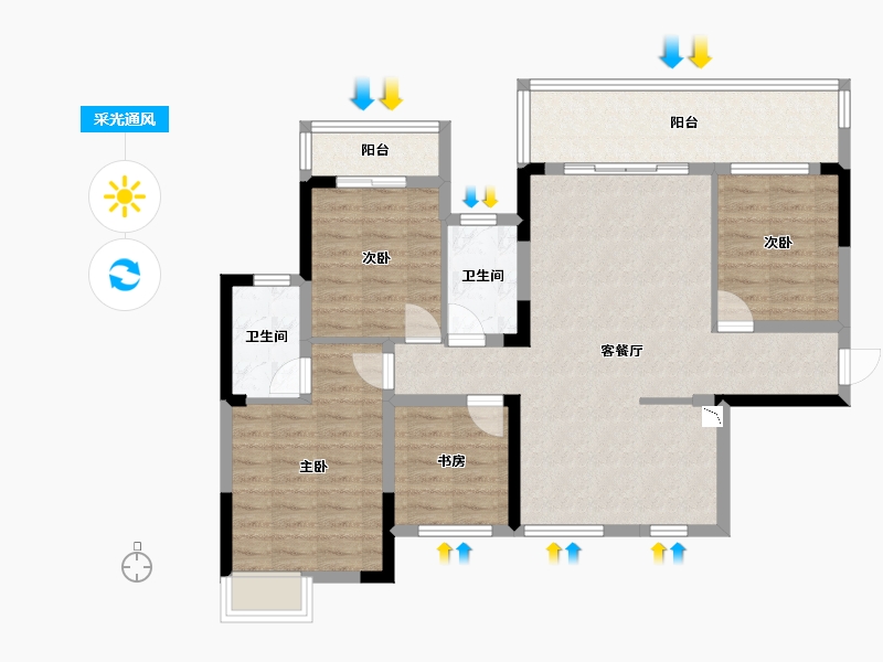 广西壮族自治区-桂林市-新安厦学府滨江-96.85-户型库-采光通风