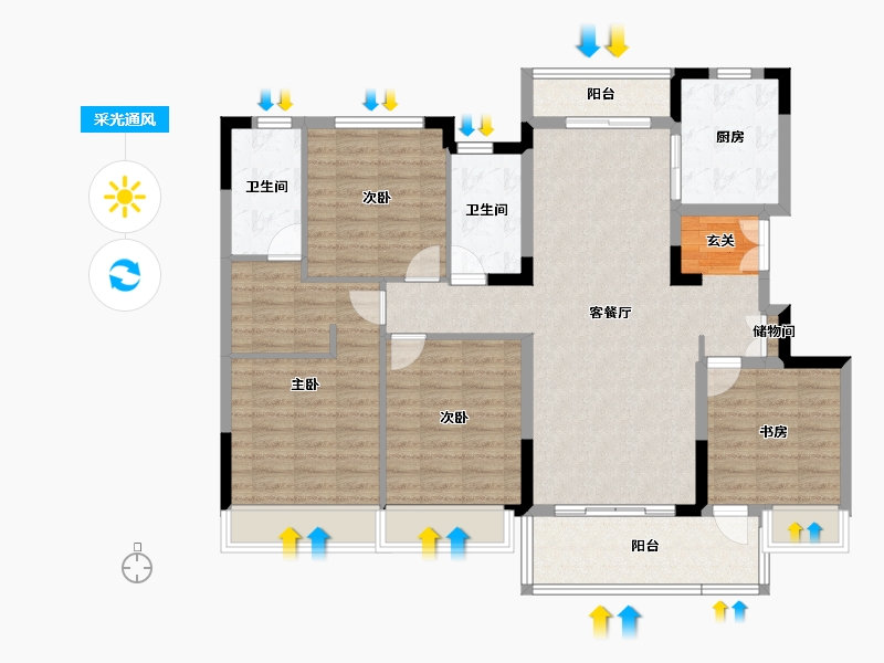 四川省-成都市-华润置地时代之城-119.54-户型库-采光通风