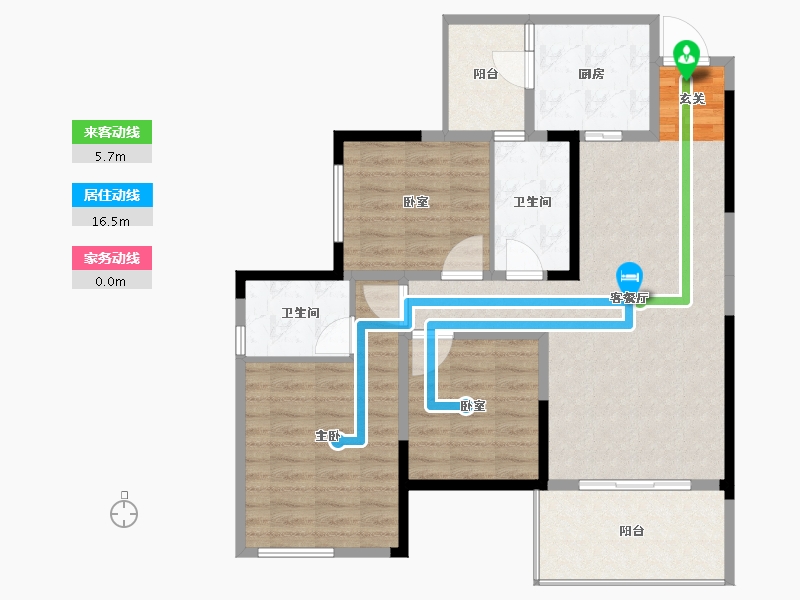 四川省-成都市-永兴滨湖一号-90.73-户型库-动静线