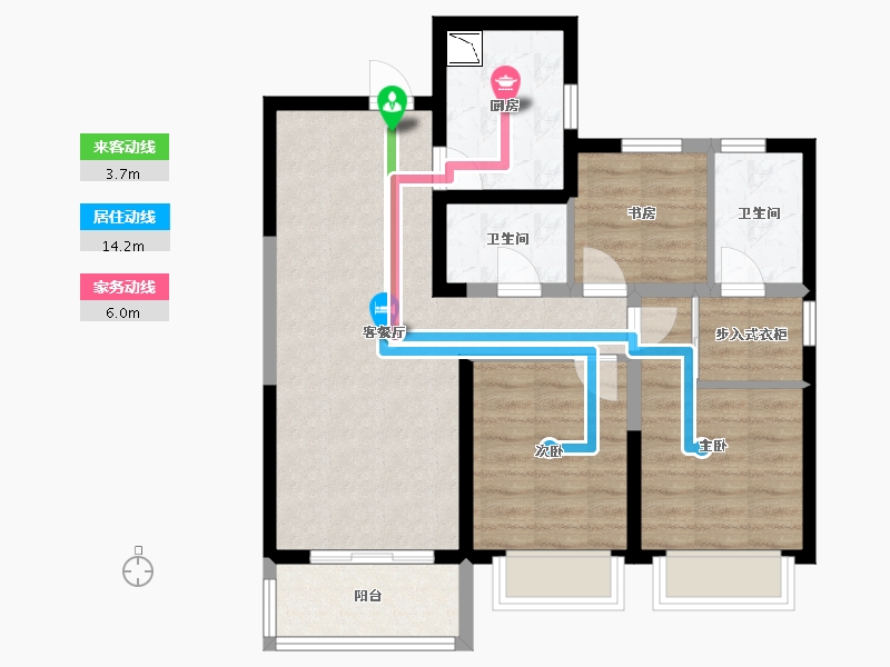 陕西省-西安市-融创天朗南长安街壹号-74.90-户型库-动静线