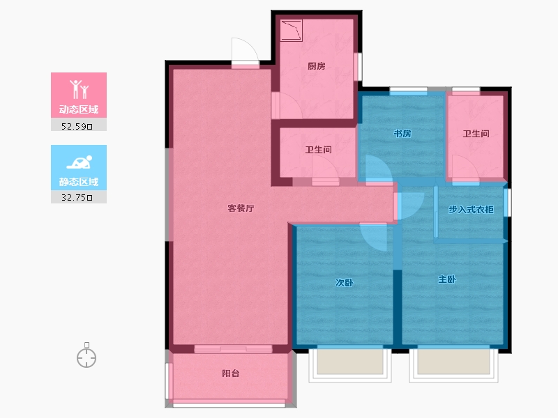 陕西省-西安市-融创天朗南长安街壹号-74.90-户型库-动静分区