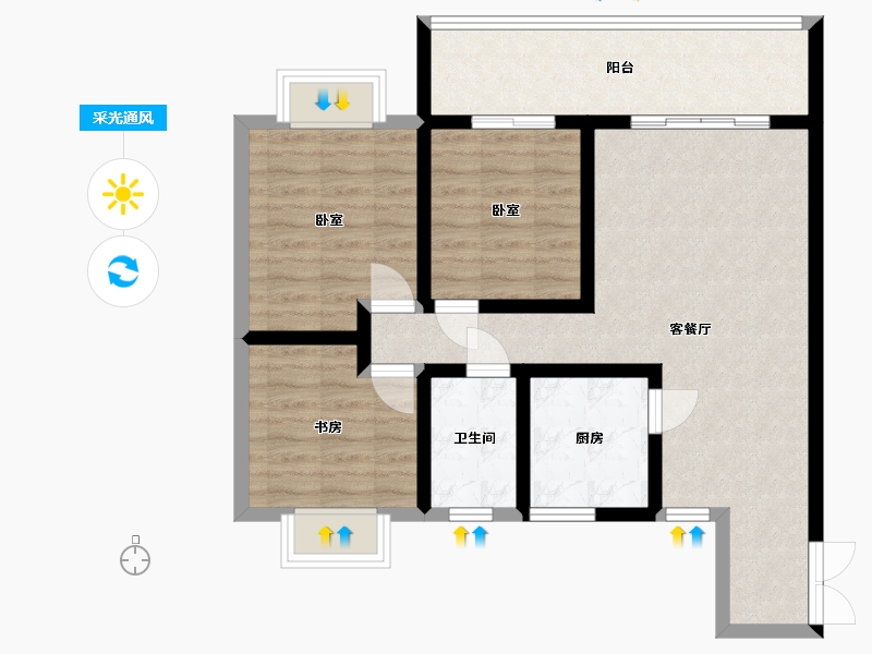 贵州省-安顺市-贵安新区第一城-80.84-户型库-采光通风