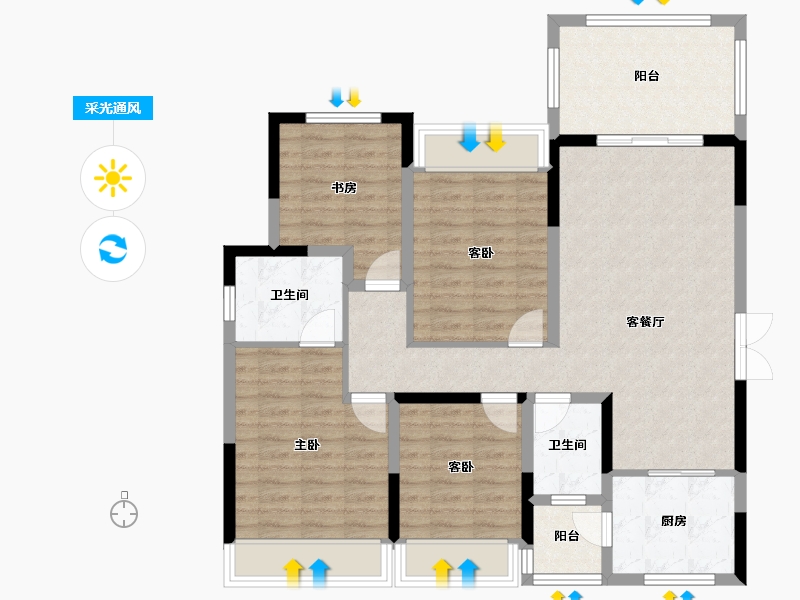 贵州省-遵义市-顺成国宾壹号-103.96-户型库-采光通风