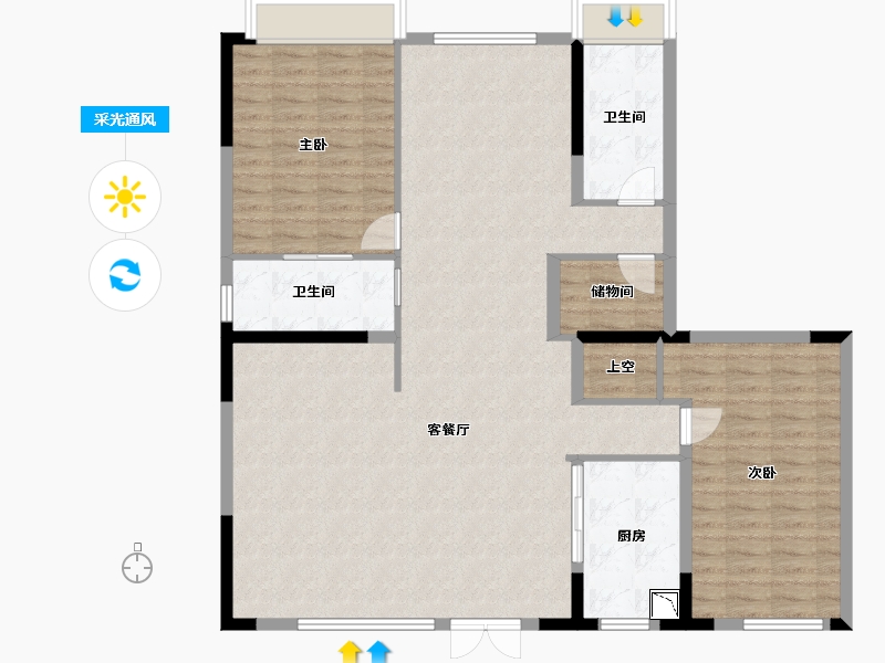 四川省-成都市-武侯金茂府-130.45-户型库-采光通风