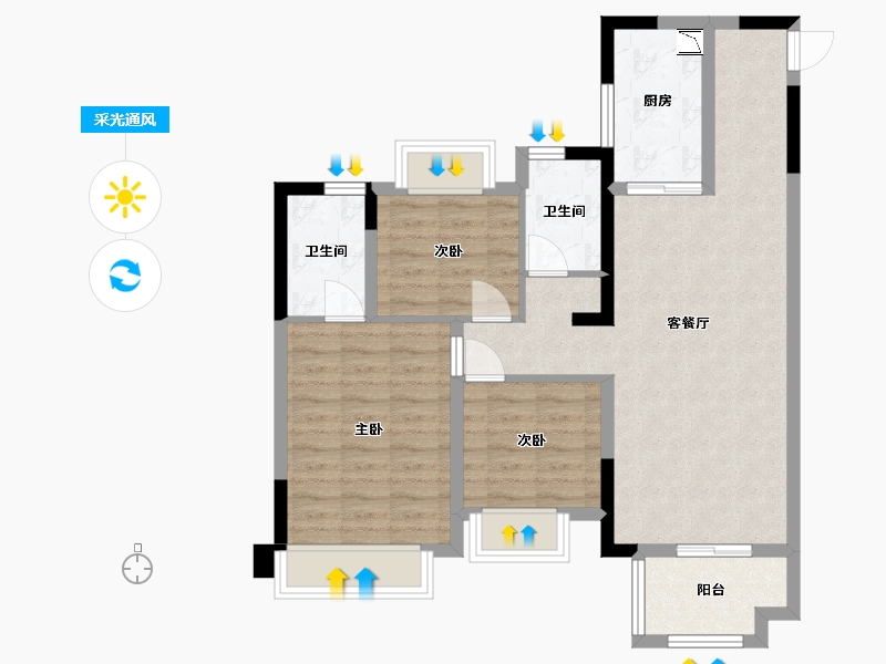 四川省-成都市-华侨城粼港樾府-79.26-户型库-采光通风