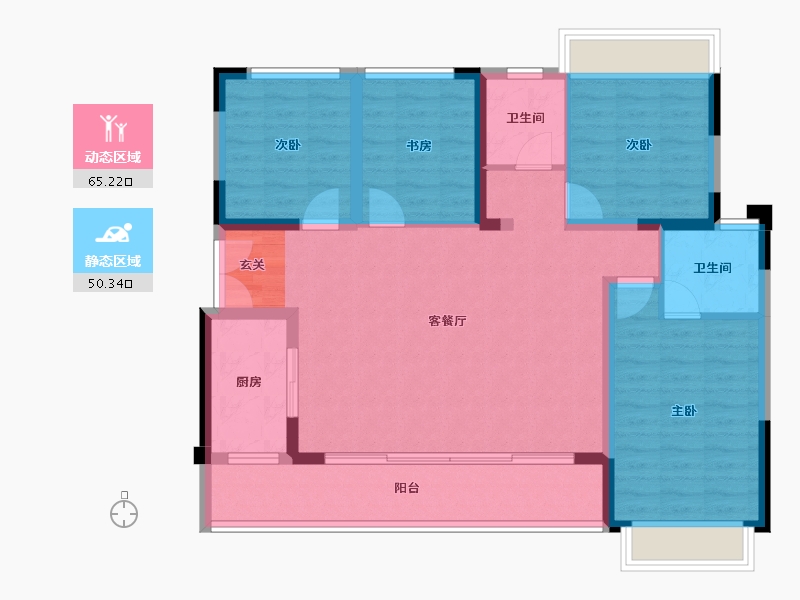 四川省-成都市-正黄翡翠堂-103.99-户型库-动静分区