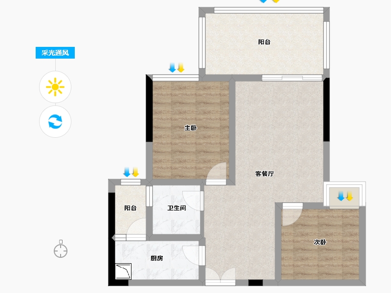 四川省-绵阳市-世纪铂金·时代天宸-70.02-户型库-采光通风