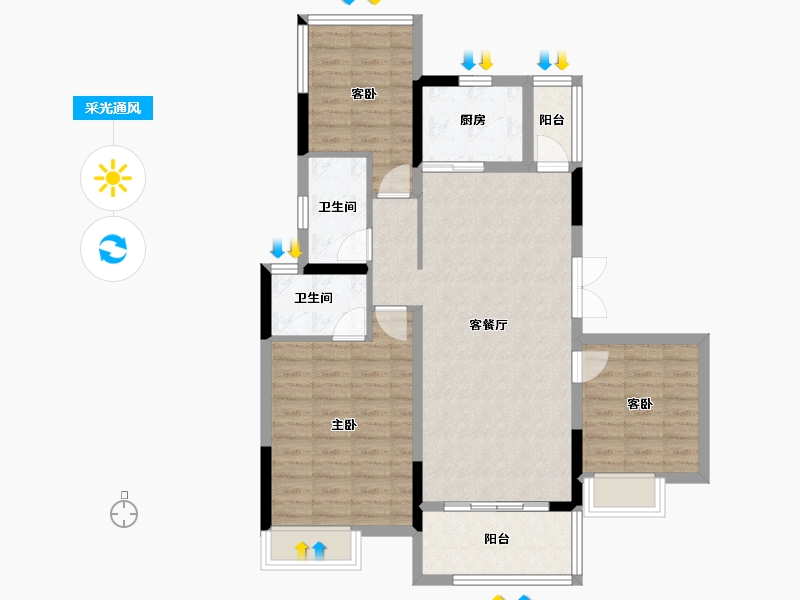 四川省-内江市-内江金科集美天宸-88.17-户型库-采光通风