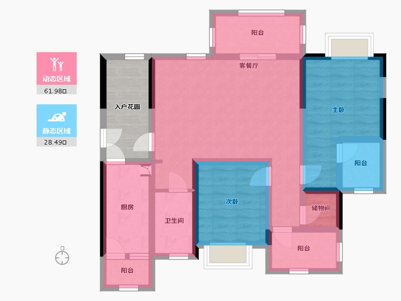 四川省-宜宾市-丽雅上游城-85.83-户型库-动静分区