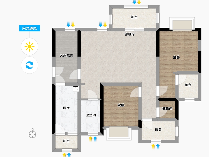 四川省-宜宾市-丽雅上游城-85.83-户型库-采光通风