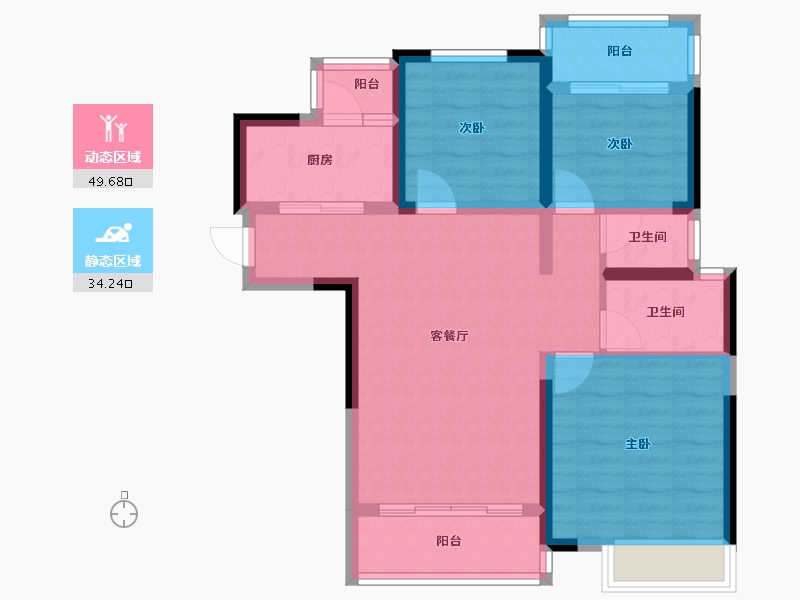 四川省-绵阳市-阳光西雅图二期-73.98-户型库-动静分区