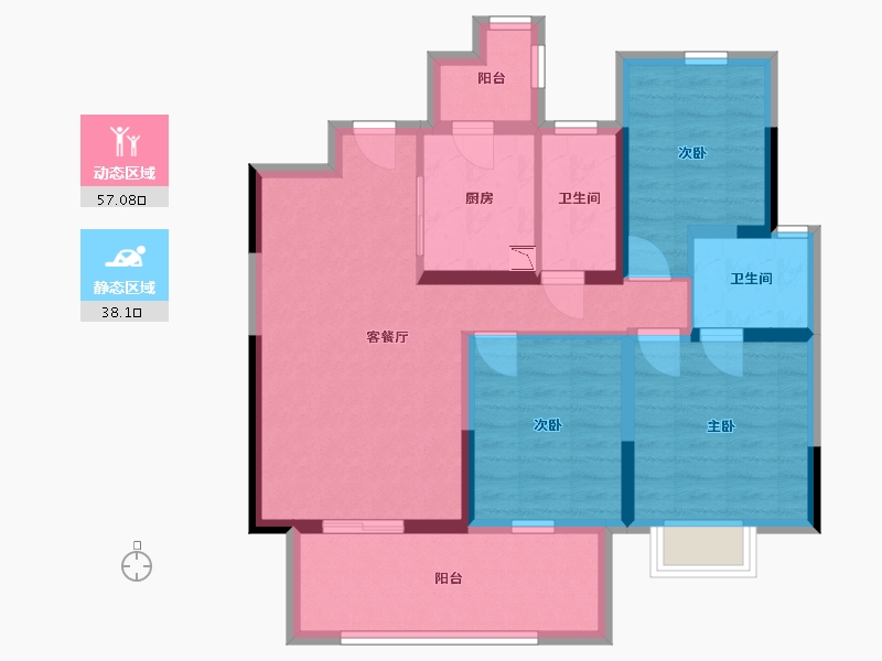 四川省-宜宾市-丽雅江宸-83.63-户型库-动静分区