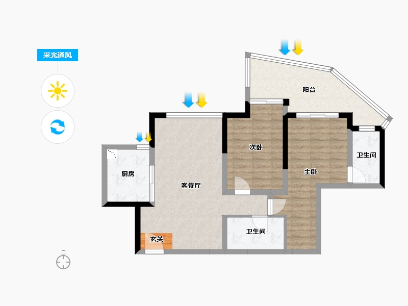 四川省-成都市-麓湖生态城•水晶溪岸-78.64-户型库-采光通风