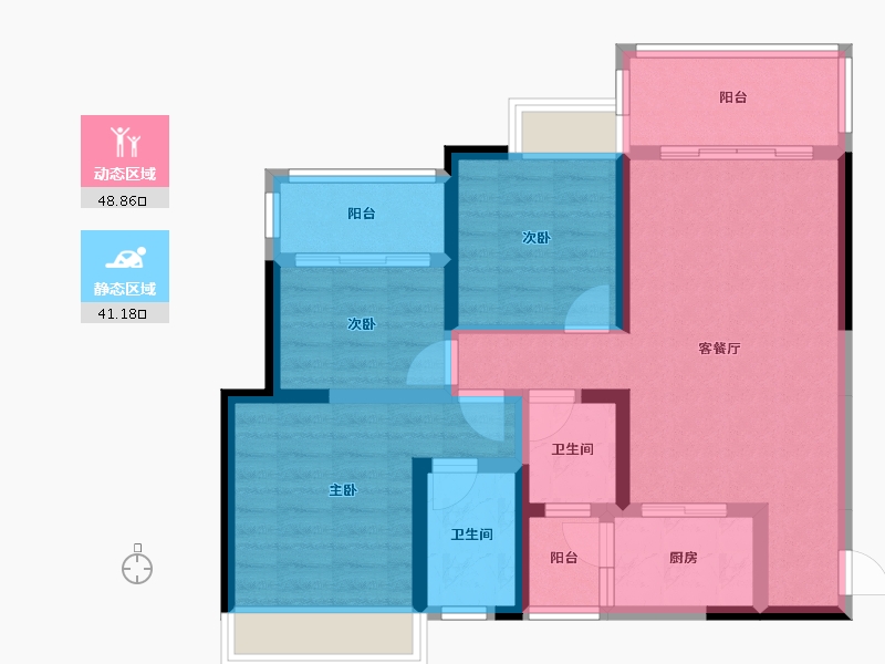 四川省-绵阳市-阳光西雅图二期-78.94-户型库-动静分区