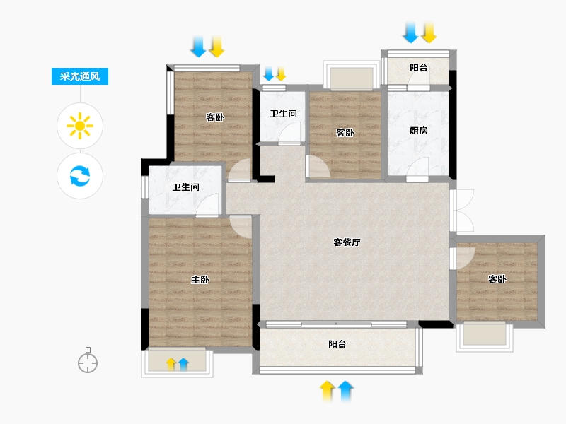 四川省-内江市-内江金科集美天宸-103.06-户型库-采光通风