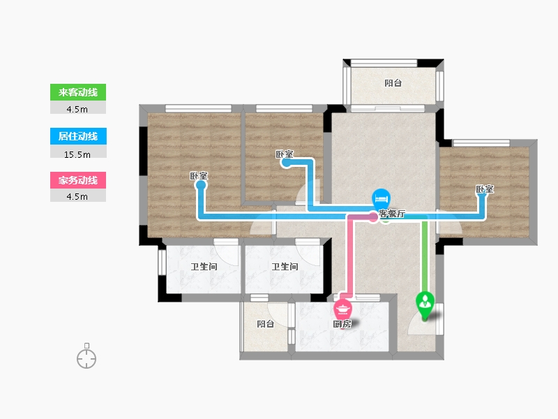 四川省-成都市-新城金樾府邸-72.60-户型库-动静线