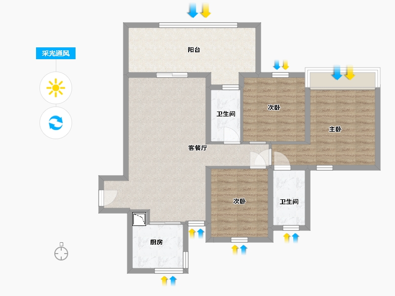 四川省-巴中市-宇亿叠翠-91.13-户型库-采光通风