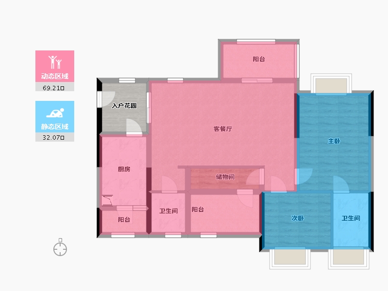 四川省-宜宾市-丽雅上游城-95.24-户型库-动静分区