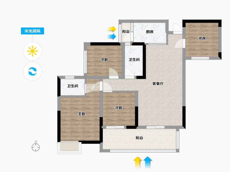 四川省-巴中市-一品凤凰城-88.00-户型库-采光通风