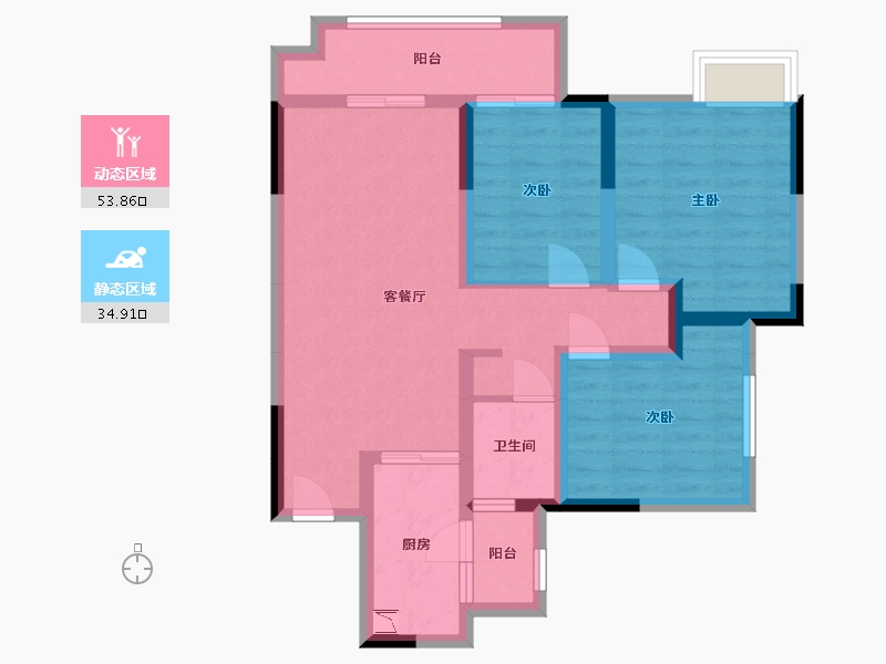 四川省-宜宾市-华润公园九里-77.82-户型库-动静分区