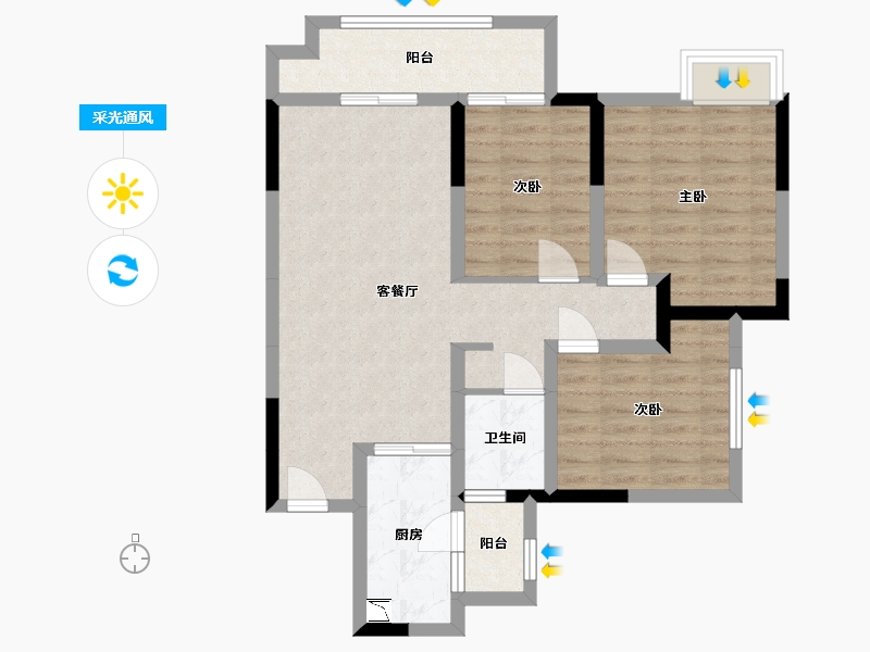 四川省-宜宾市-华润公园九里-77.82-户型库-采光通风