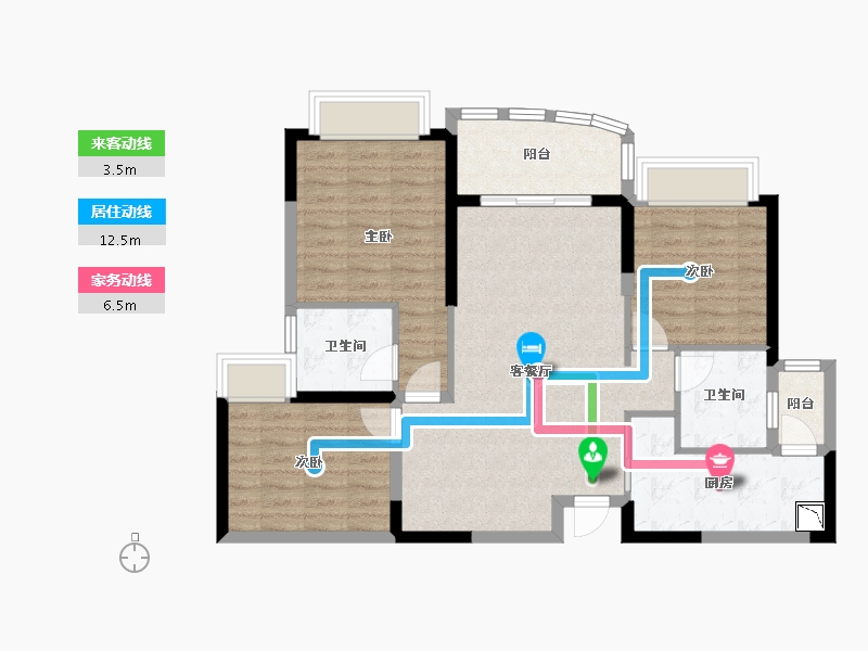 四川省-绵阳市-恒大翡翠龙庭-87.76-户型库-动静线