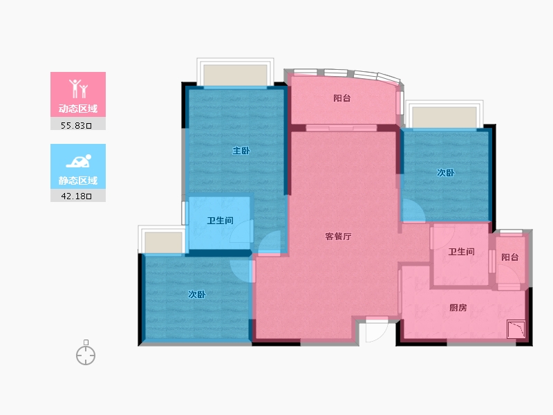 四川省-绵阳市-恒大翡翠龙庭-87.76-户型库-动静分区