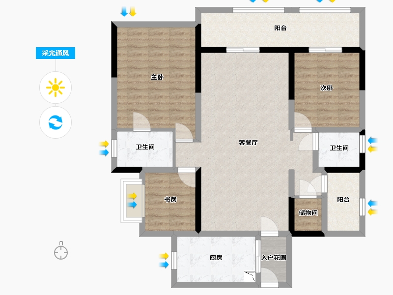 四川省-宜宾市-丽雅上游城-105.18-户型库-采光通风