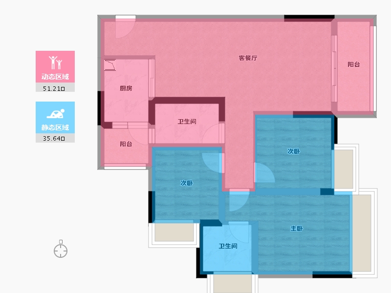 四川省-绵阳市-润森金座-76.06-户型库-动静分区