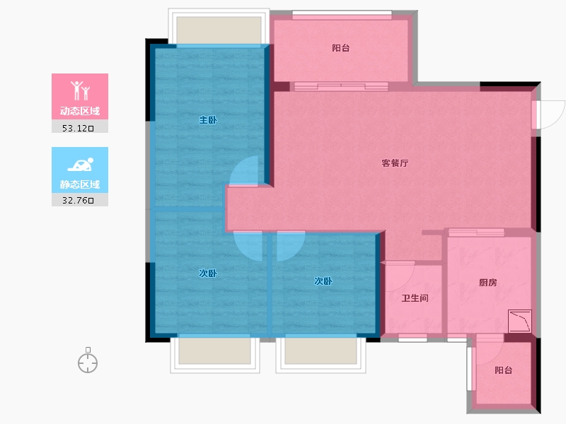 四川省-绵阳市-恒大翡翠龙庭-76.91-户型库-动静分区