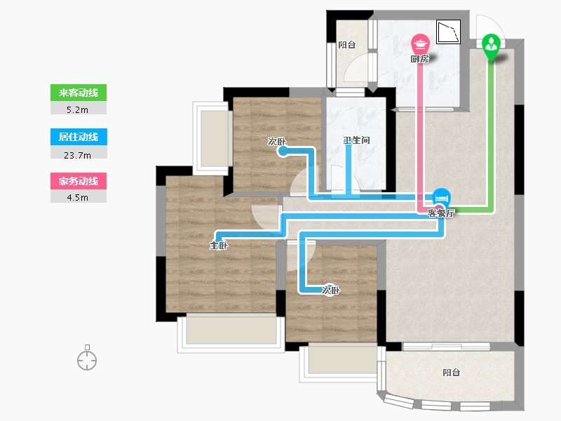 四川省-绵阳市-恒大翡翠龙庭-65.83-户型库-动静线