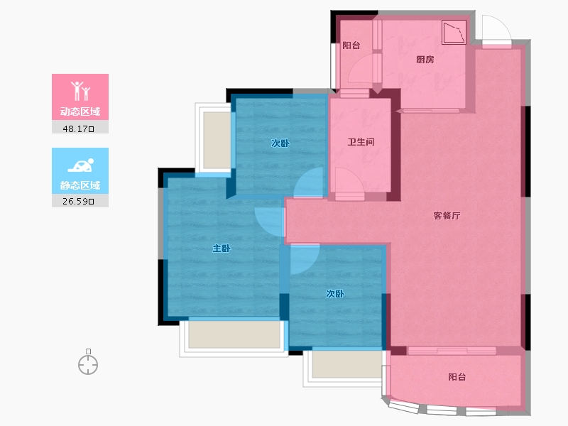 四川省-绵阳市-恒大翡翠龙庭-65.83-户型库-动静分区