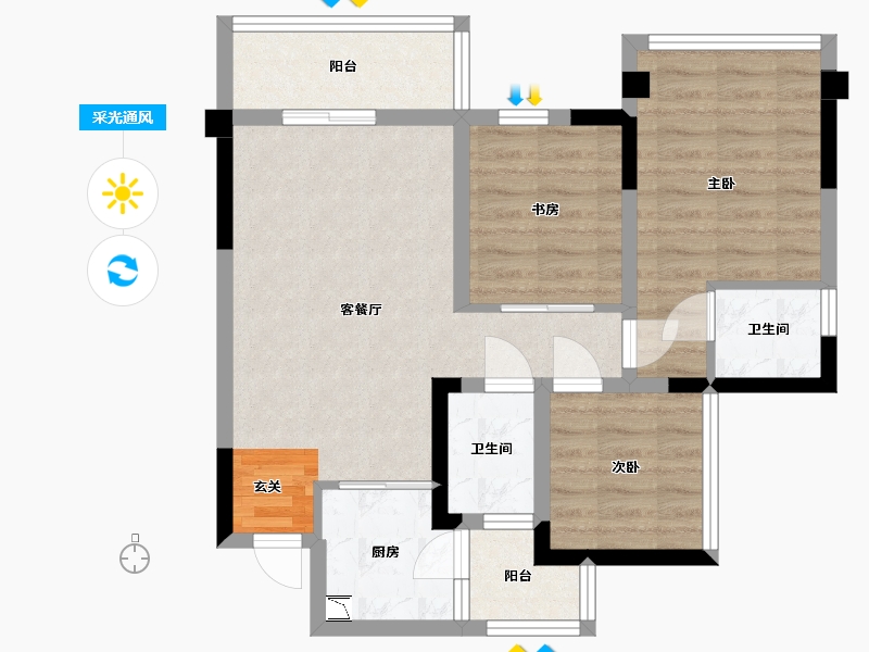 四川省-巴中市-一品凤凰城-67.37-户型库-采光通风