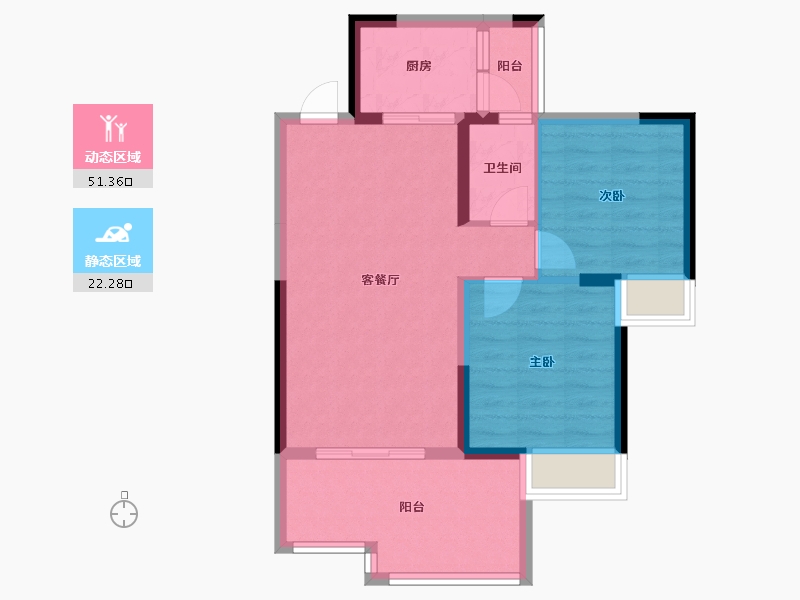 四川省-绵阳市-阳光西雅图二期-65.66-户型库-动静分区